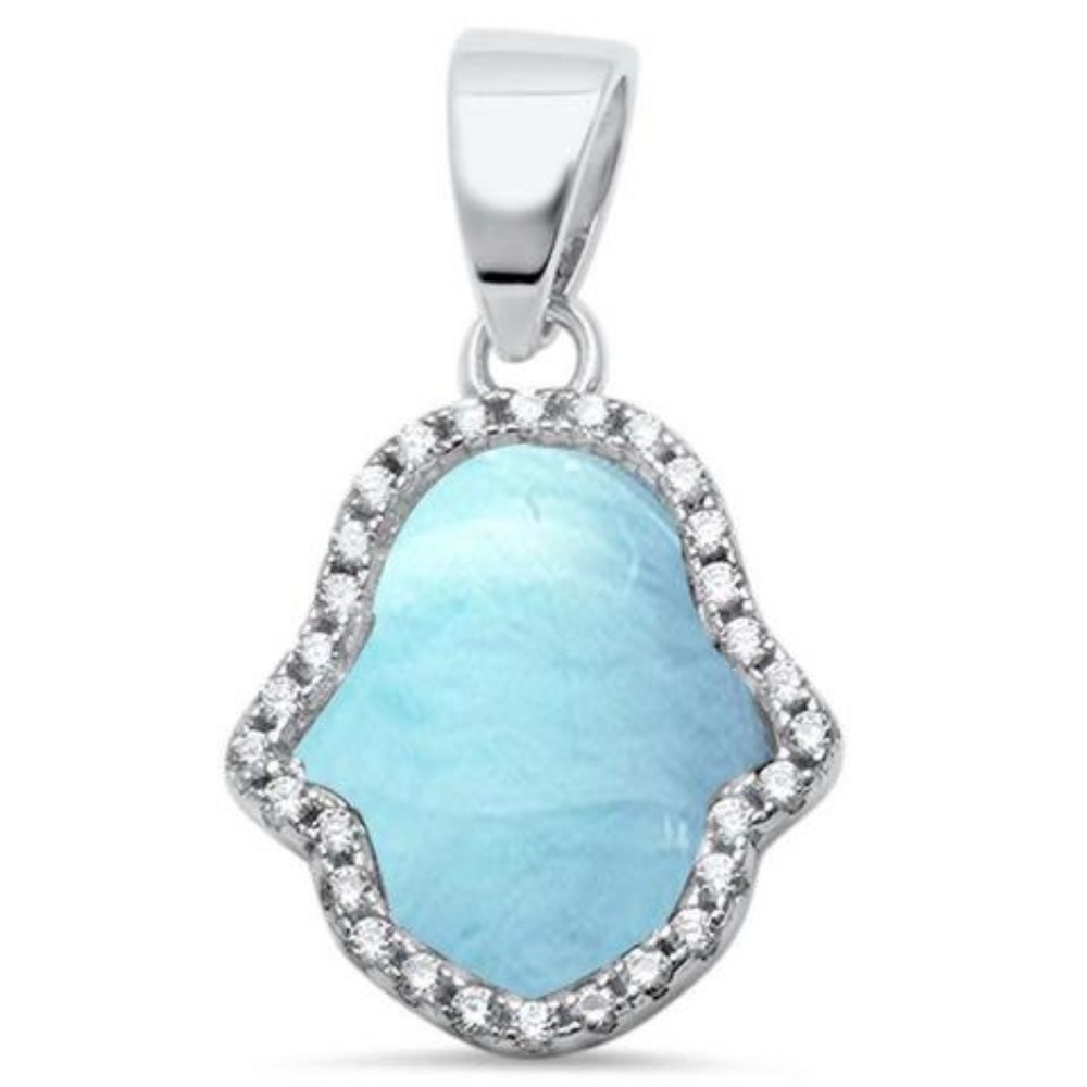 natural larimar and cubic zirconia Hamza